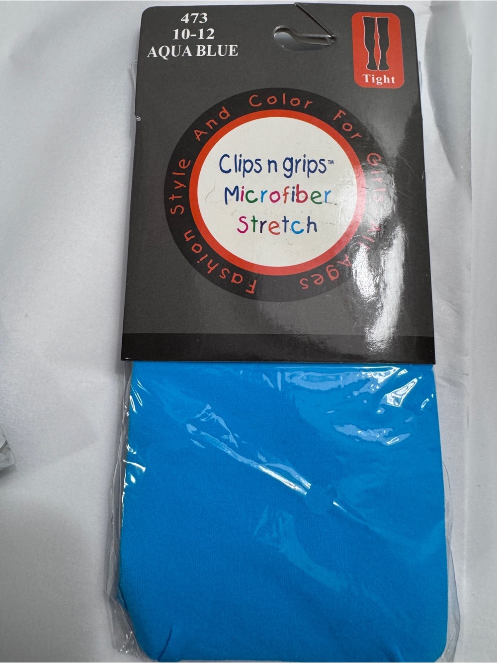 Clips n Grips Microfiber Stretch Tights NWT | Aqua Blue 10–12  Girls